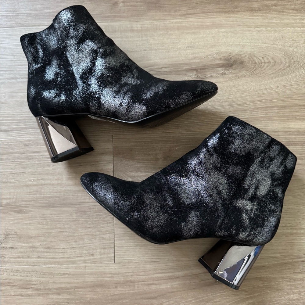 Stylish Black and Silver Ankle Boots